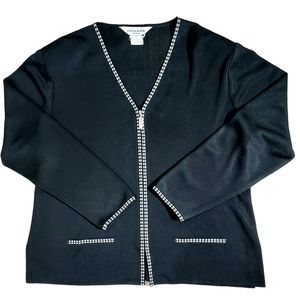 Misook black zip cardigan jacket Med Petite